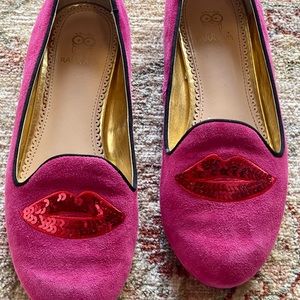 Rara Avis/ Iris Apfel Hot Pink Lip Loafers
